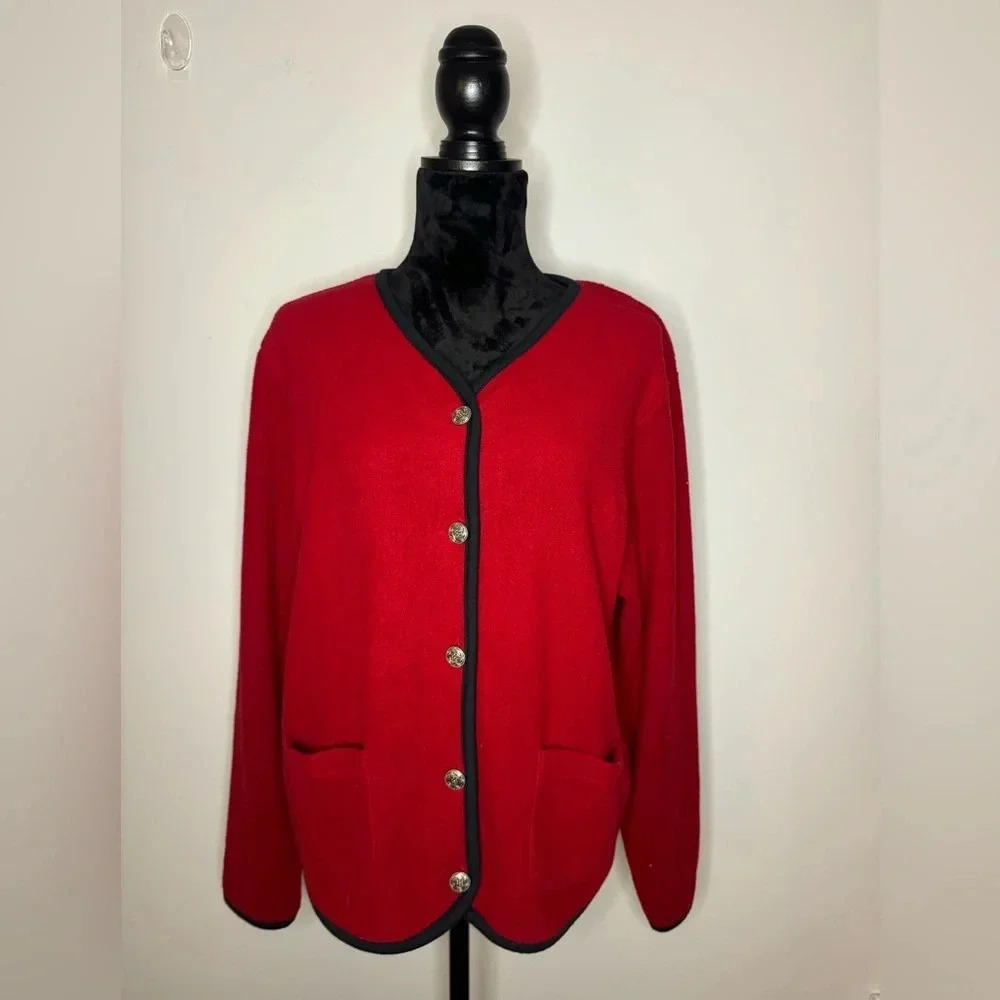 Vintage L.L. Bean Women's Knit Button Up Sweater Cardigan Red